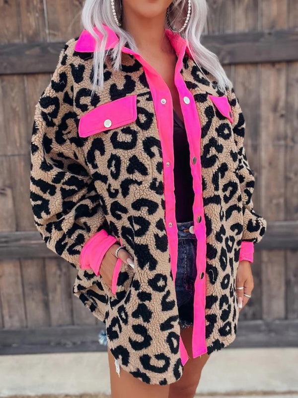 Women's Plush Leopard Print Jacket in 6 Colors S-XXL - Wazzi's Wear
