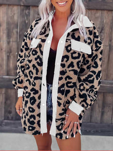 Women's Plush Leopard Print Jacket in 6 Colors S-XXL