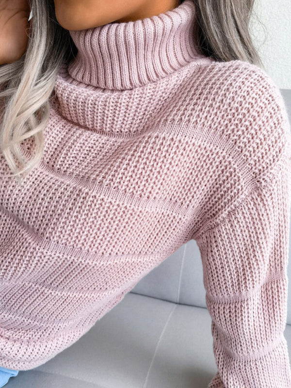 Women's Turtleneck Long Sleeve Sweater in 3 Colors S-L - Wazzi's Wear