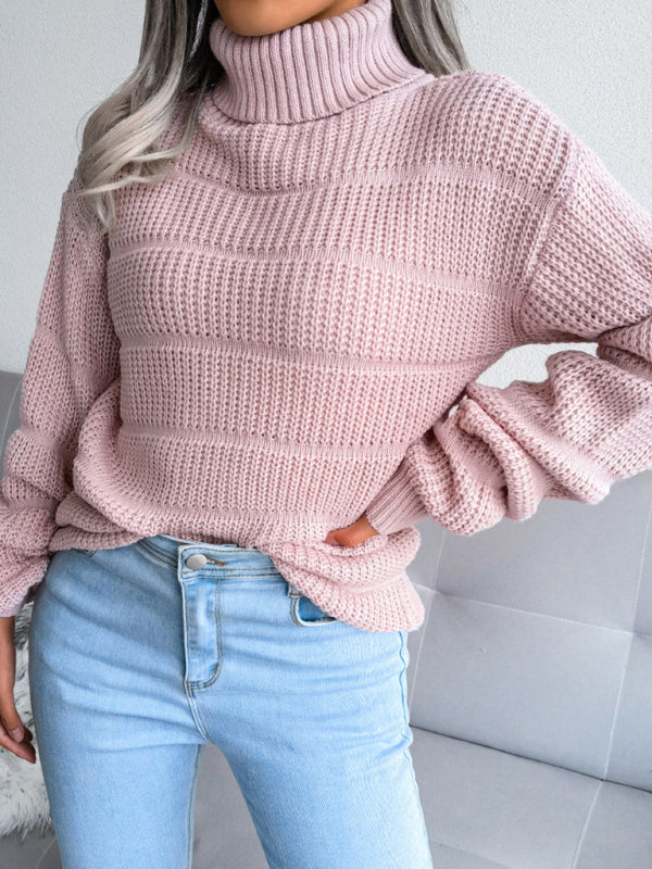 Women's Turtleneck Long Sleeve Sweater in 3 Colors S-L - Wazzi's Wear