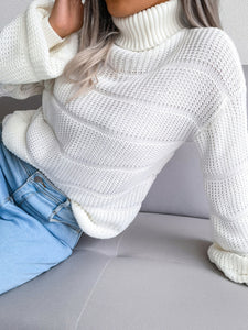 Women's Turtleneck Long Sleeve Sweater in 3 Colors S-L