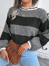 Load image into Gallery viewer, Women&#39;s Striped Long Sleeve Knit Sweater in 3 Colors S-L