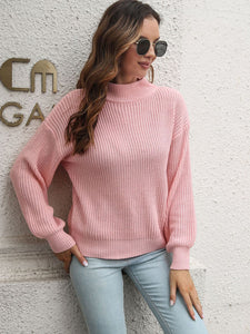 Women's Mock Neck Long Sleeve Sweater in 3 Colors S-L