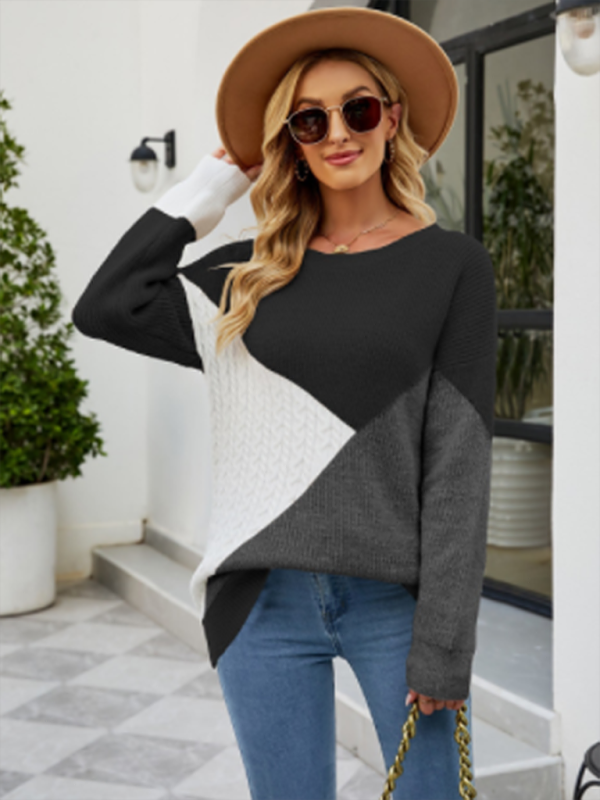 Women’s Triangle Block Knit Sweater S-XL