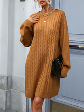 Load image into Gallery viewer, Women’s Round Neck Cable Knit Sweater Dress S-L