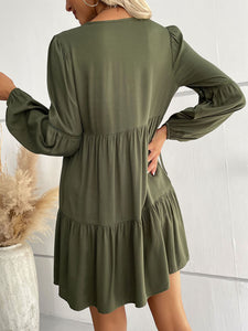 Women’s V-Neck Long Sleeve Mini Dress S-XL - Wazzi's Wear