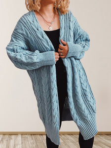 Women's Blue Cable Knit Cardigan S-XL