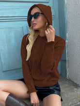 Load image into Gallery viewer, Women’s Cable Knit Long Sleeve Hooded Sweater with Drawstring in 3 Colors S-XL