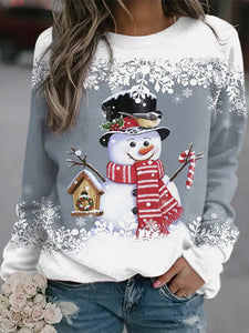 Women's Christmas Snowman Long Sleeve Top in 2 Colors S-5XL - Wazzi's Wear