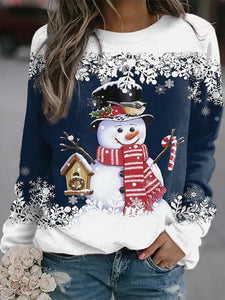 Women's Christmas Snowman Long Sleeve Top in 2 Colors S-5XL - Wazzi's Wear