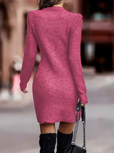 Women’s Ribbed Long Sleeve Sweater Dress in 3 Colors S-5XL