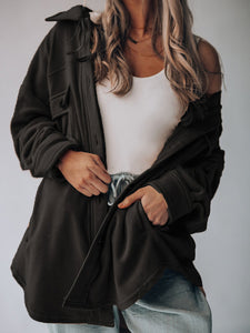 Solid Collared Fleece Jacket with Pockets in 5 Colors