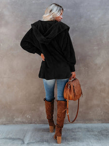 Women’s Open Front Sherpa Hoodie With Side Pockets in 5 Colors S-XXL - Wazzi's Wear