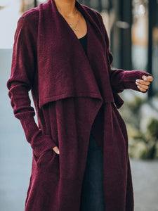 Women’s Long Sleeve Drape Cardigan with Pockets in 6 Colors S-XL - Wazzi's Wear