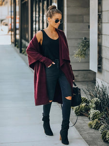 Women’s Long Sleeve Drape Cardigan with Pockets in 6 Colors S-XL - Wazzi's Wear