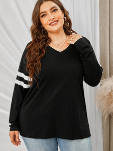 Women’s V-Neck Long Sleeve Top in 3 Colors XL-5XL - Wazzi's Wear