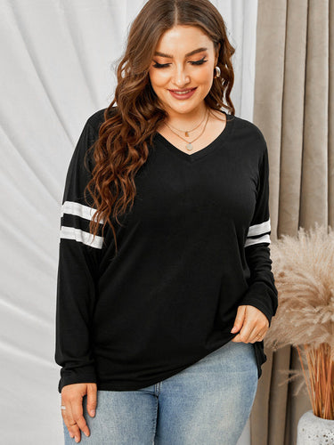 Women’s V-Neck Long Sleeve Top in 3 Colors XL-5XL