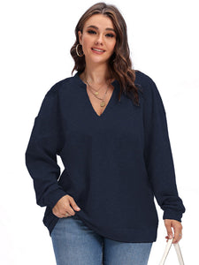 Women’s Plus Size Long Sleeve V-Neck Sweater in 4 Colors L-4XL