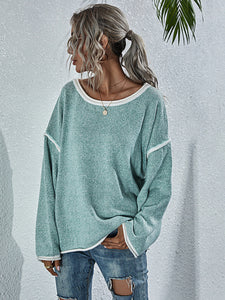 Women’s Loose Fit Long Sleeve Sweater in 4 Colors S-XL - Wazzi's Wear