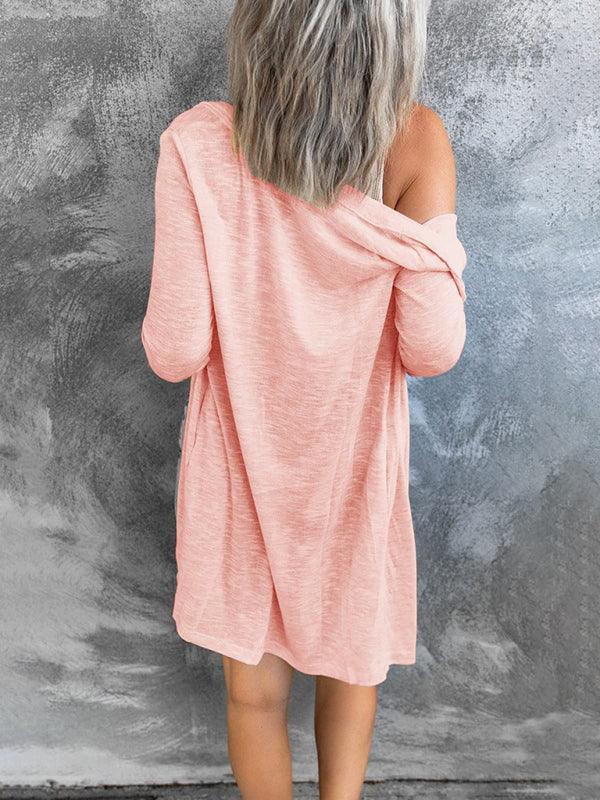 Solid Long Sleeve Button Front Lightweight Cardigan