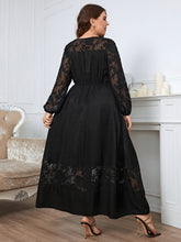 Load image into Gallery viewer, Women’s Black Plus Size Long Sleeve Maxi Dress with Lace Detail XL-4XL