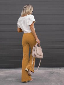 Women’s Solid Bellbottom Corduroy Pants in 6 Colors Waist 28-36