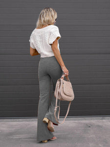 Women’s Solid Bellbottom Corduroy Pants in 6 Colors Waist S-XXL