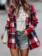Load image into Gallery viewer, Women’s Plaid Print Oversize Wool Blend Open Front Blazer in 6 Colors S-3XL