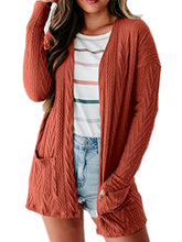 Load image into Gallery viewer, Women’s Cable Knit Long Sleeve Cardigan with Pockets in 7 Colors S-3XL - Wazzi&#39;s Wear