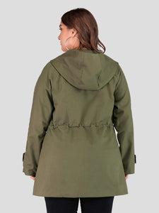 Women’s Solid Plus Size Zippered Jacket with Hood and Pockets XL-4XL