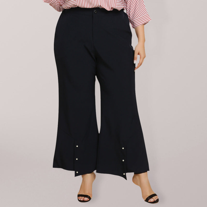 Women's Solid Plus Size Wide Leg Pants with Pockets XL-4XL