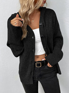 Women’s Hooded Button Front Sweater Cardigan in 3 Colors S-XL - Wazzi's Wear