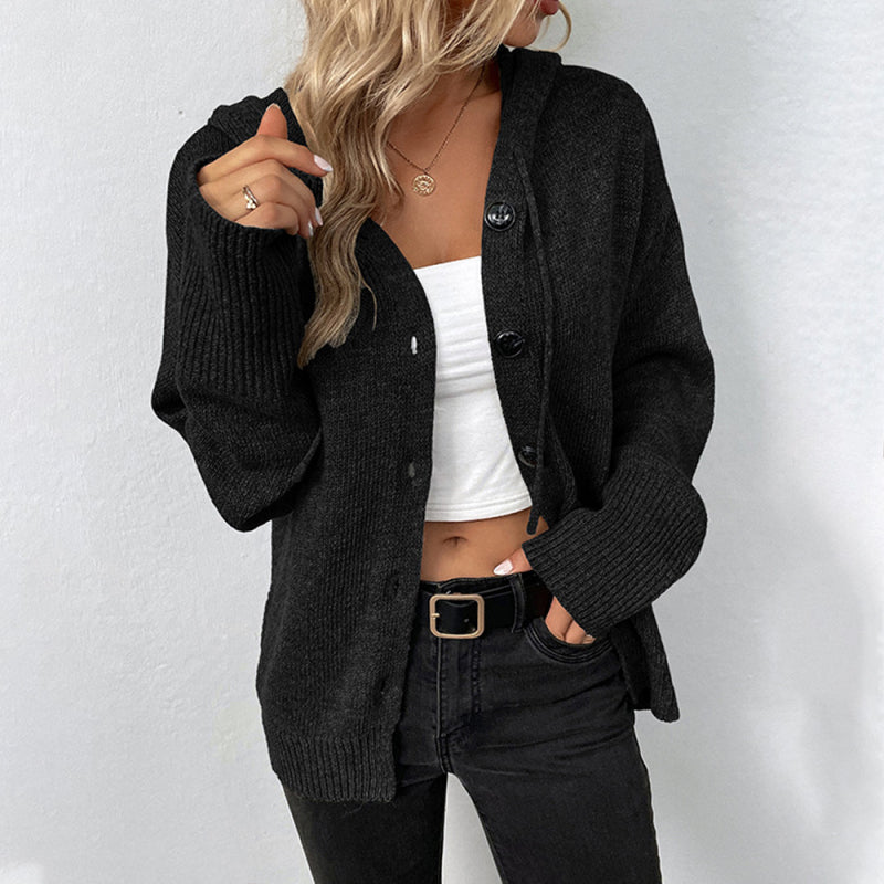 Women’s Hooded Button Front Sweater Cardigan in 3 Colors S-XL - Wazzi's Wear