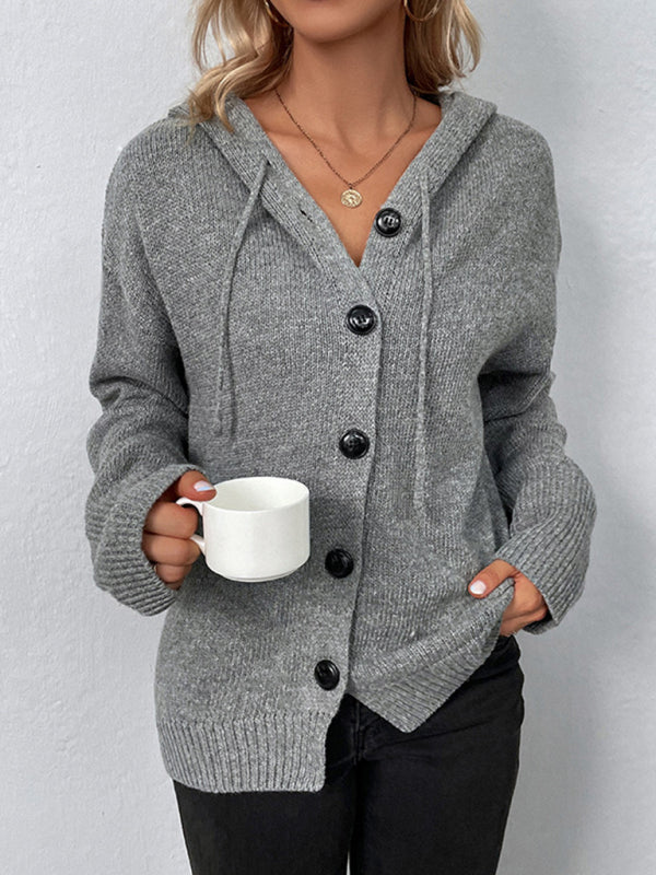 Women’s Hooded Button Front Sweater Cardigan in 3 Colors S-XL - Wazzi's Wear