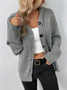 Women’s Hooded Button Front Sweater Cardigan in 3 Colors S-XL - Wazzi's Wear