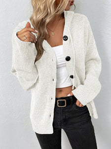 Women’s Hooded Button Front Sweater Cardigan in 3 Colors S-XL - Wazzi's Wear