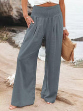 Load image into Gallery viewer, Women&#39;s Solid Wide Leg Pants with Pockets and Smocked Waist in 8 Colors Sizes 2-16