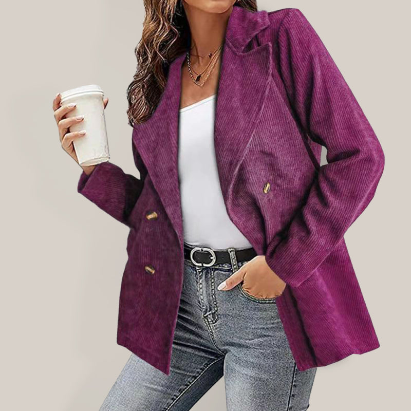 Women's Solid Corduroy Blazer in 10 Colors, S-2XL - Wazzi's Wear