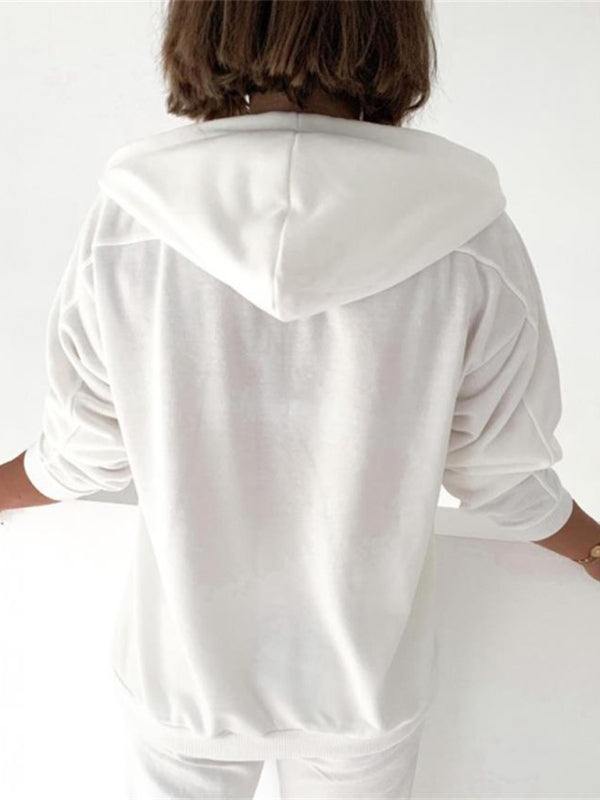 Women's Solid Lace Up Long Sleeve Hoodie in 5 Colors S-XL - Wazzi's Wear