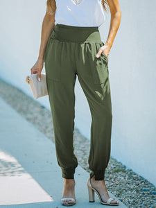 Women's Solid Relaxed Pants with Pockets and Wide Waist in 2 Colors Sizes 26-33