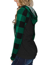 Load image into Gallery viewer, Women&#39;s Plaid Long Sleeve Hooded Top with Kangaroo Pocket in 3 Colors S-XXL