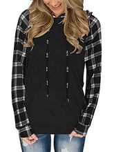 Load image into Gallery viewer, Women&#39;s Plaid Long Sleeve Hooded Top with Kangaroo Pocket in 3 Colors S-XXL