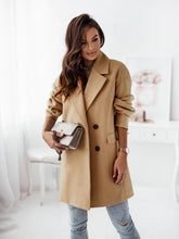 Load image into Gallery viewer, Women&#39;s Double-Breasted Solid Wool Coat in 4 Colors S-1X