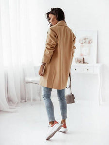 Women's Double-Breasted Solid Wool Coat in 4 Colors S-1X