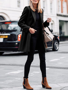 Women's Solid Color Knee Length Blazer Jacket in 3 Colors S-5XL - Wazzi's Wear