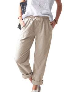Women’s Solid Loose Fit Pants with Side Pockets in 9 Colors, S-1XL - Wazzi's Wear