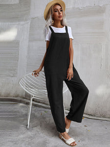 Women's Solid Overalls with Front Pockets in 9 Colors S-XL - Wazzi's Wear