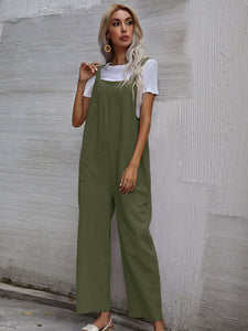 Women's Solid Overalls with Front Pockets in 9 Colors S-XL - Wazzi's Wear