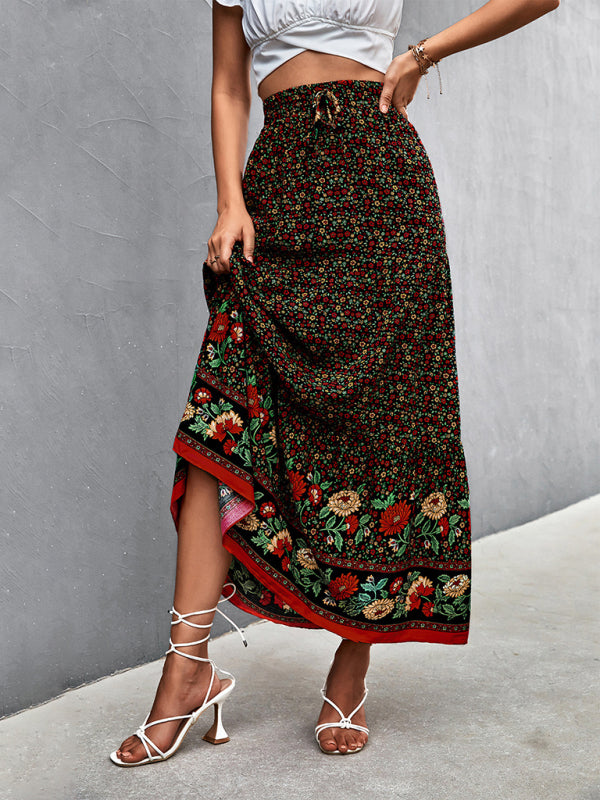 Women’s High Waist Floral Boho Maxi Skirt in 2 Colors S-XL - Wazzi's Wear