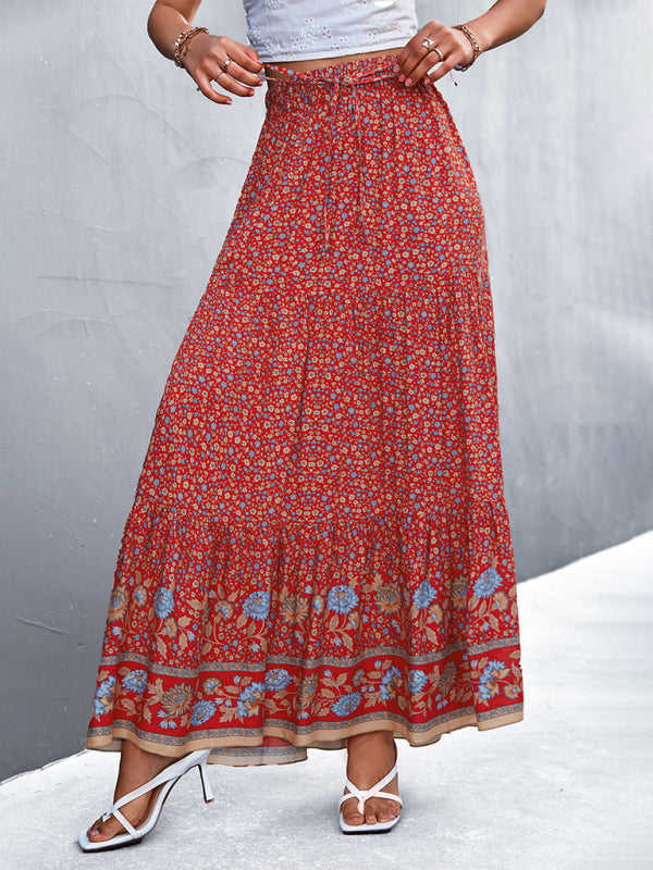 Women’s High Waist Floral Boho Maxi Skirt in 2 Colors S-XL - Wazzi's Wear